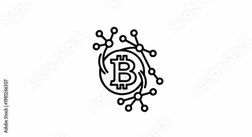 Digital network surrounding a stylized currency symbol