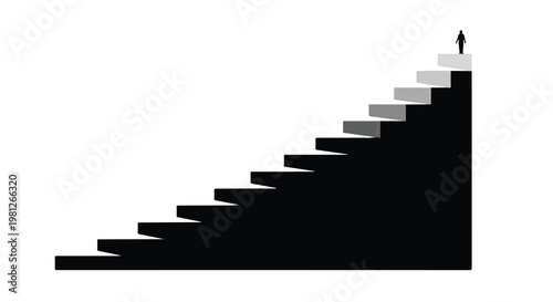 Businessman reaching top of stairs, success and achievement concept