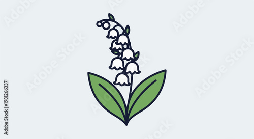Delicate white bell-shaped flowers on green stems with leaves