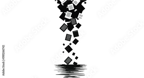 black cubes falling into water splash