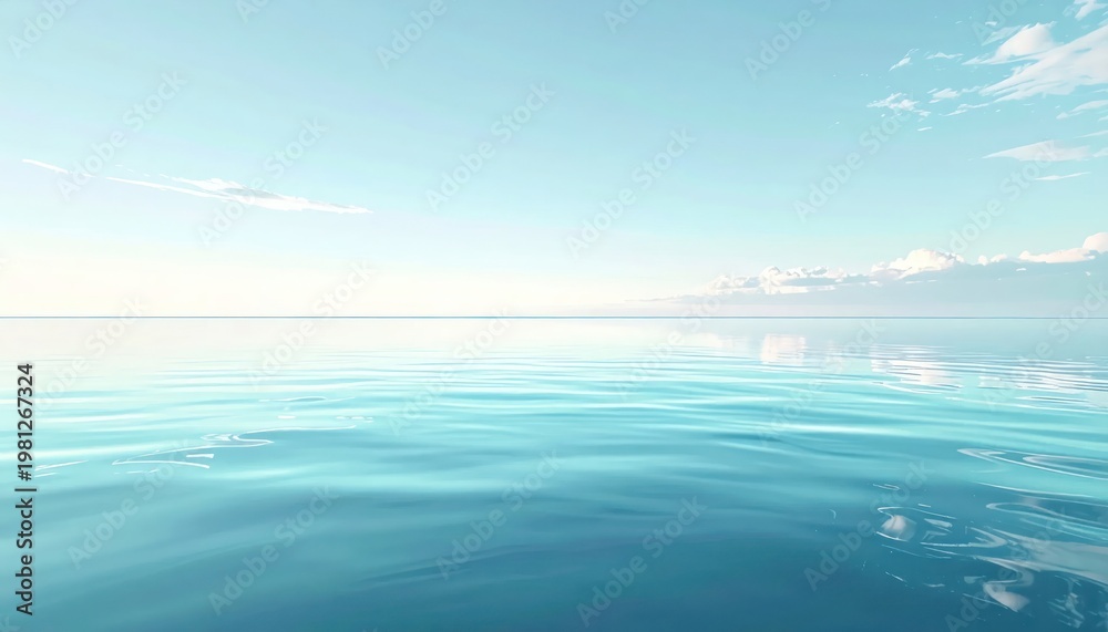Fototapeta premium Serene Ocean Horizon with Gentle Waves and Soft Sky.