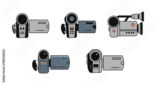 Camcorders Line art vector modern color shapes illustration