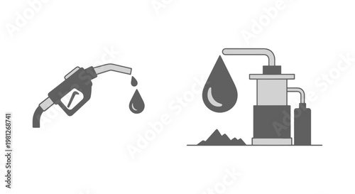Biofuel production Line art modern abstract illustration