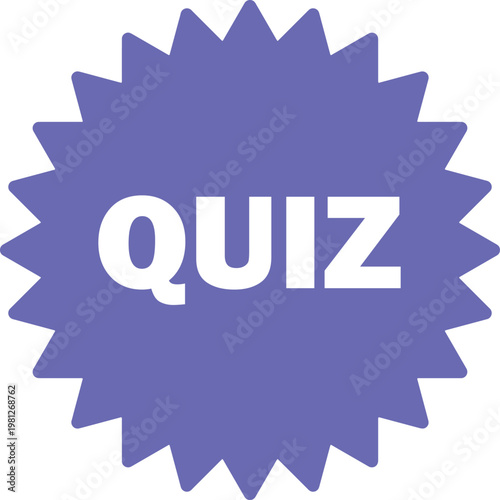 Purple quiz icon isolated on white background . Quiz starburst icon . Vector illustration