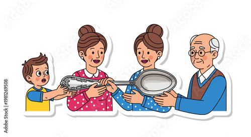 family cooking together happy kitchen