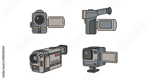 Camcorders Line art vector simple clean shapes illustration