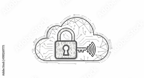 Digital cloud security with a lock, key, and circuit board design