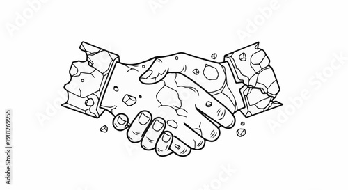 Cracking handshake symbol representing broken trust or agreement