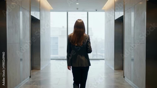 Before The Ascent Coffee Pause. A Coffee Cup, Waiting Hands, And Elevator Surfaces Hold The Quiet Moment Before Ascent. One Person Is Visible In Frame
