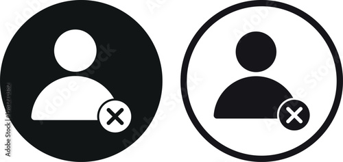 User delete icon set in two styles . User account remove icon . Account delete icon vector