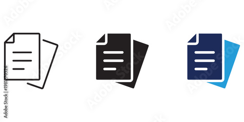 A set of document icons in different colors