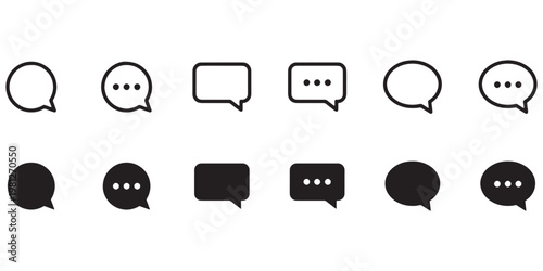 A collection of black and white speech bubbles