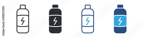 Energy Drink Icon Set, Power Boost and Refreshment Icon Concept, Fitness Nutrition and Beverage, Vector Illustration