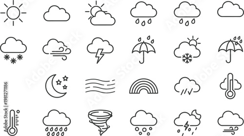 Weather icons for forecasting and climate illustration