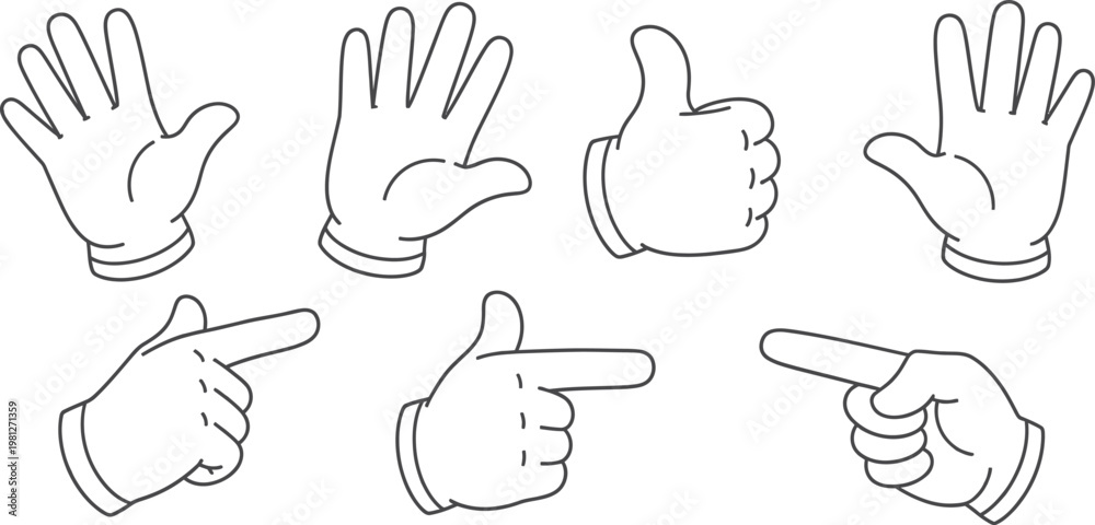 Fototapeta premium Common hand gestures and their typical meanings in communication Vector