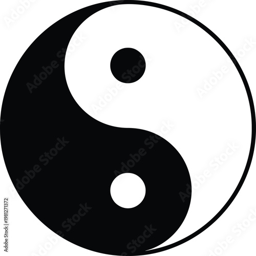 Yin yang symbol representing harmony and balance in a vector graphic illustration