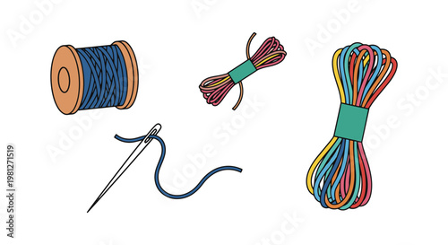 Embroidery Floss Line art colorful abstract modern vector