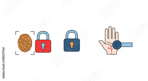 Biometric Locks Line art creative abstract simple shapes