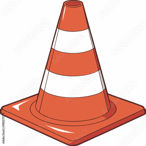 Stylized traffic cone vector art with distinct highlights and orange color scheme suitable for web icons construction signage and roadway safety design.