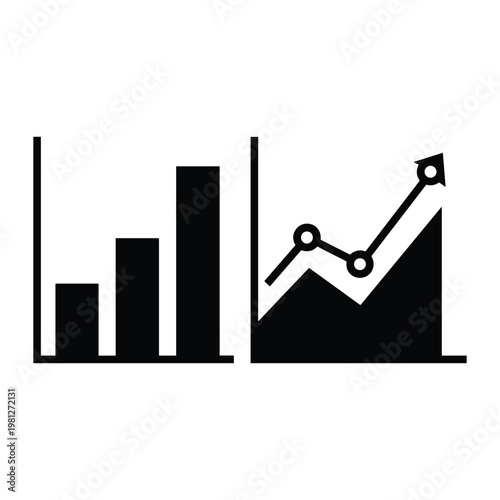 Bar chart and line graph combination icon for business analytics