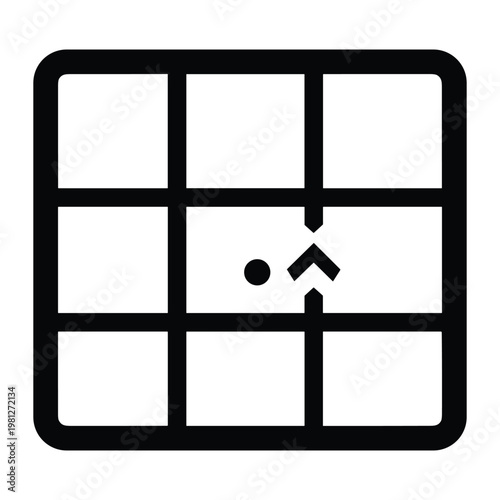 Grid layout icon with centered dot and corner arrow marker