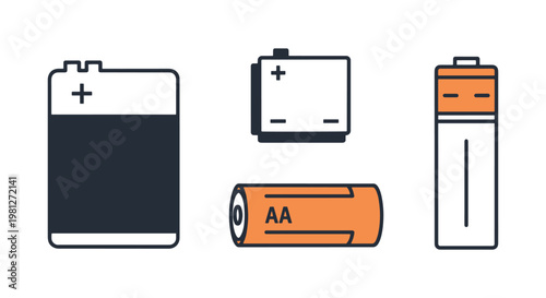 Camera Batteries Line art minimal abstract decorative vector