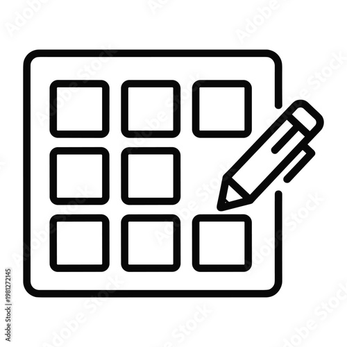 Grid editing tool icon with pen for vector design software