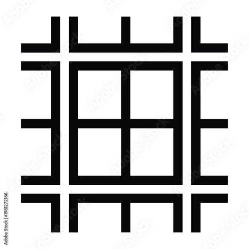 Abstract window frame with intersecting bars