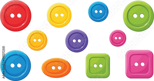 Colorful assortment of whimsical button faces with cheerful expressions Vector