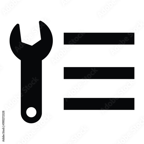 Wrench and menu icon symbol for settings or options