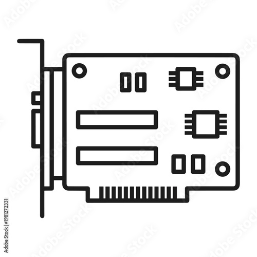 Computer graphics card component outline icon