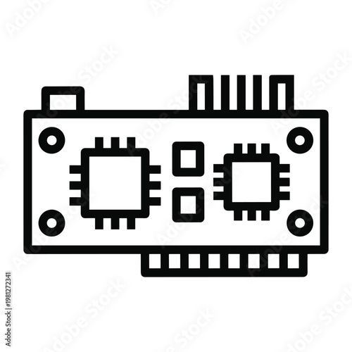 Electronic circuit board with microchips vector illustration