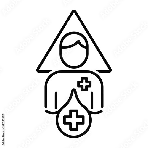 Medical donation symbol with person and drop icon