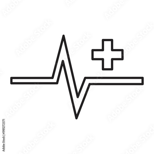 Electrocardiogram line with plus sign icon