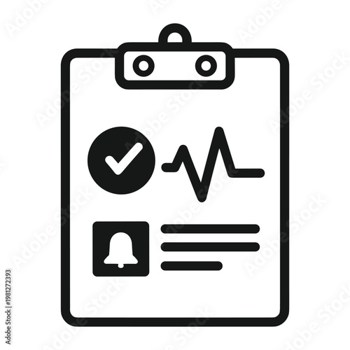 Medical report clipboard with checklist and heartbeat
