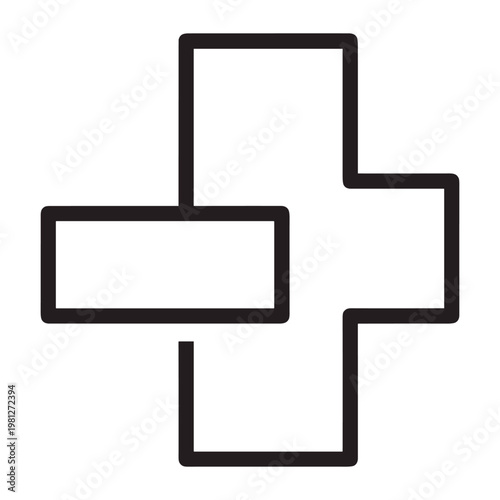 Abstract medical cross design with overlapping shapes