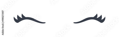 Cute unicorn eyelashes, eyes closed smiling illustration isolated. Kid, girl design, clip art element. Stylized woman lashes, cartoon face. Hand drawn flat vector on transparent background