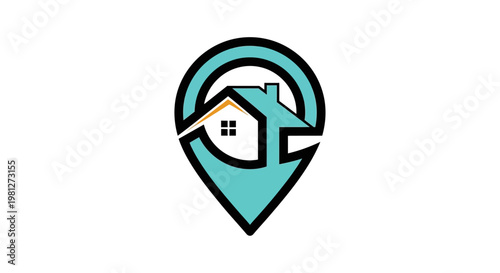 House Location Pin Icon Symbol.