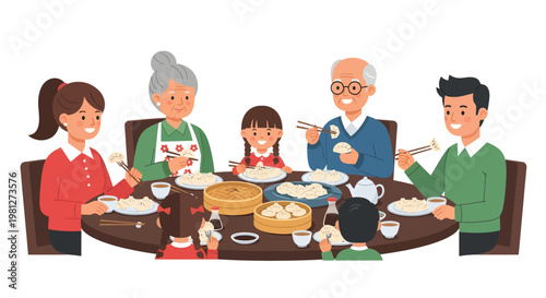 family having dinner together at a table