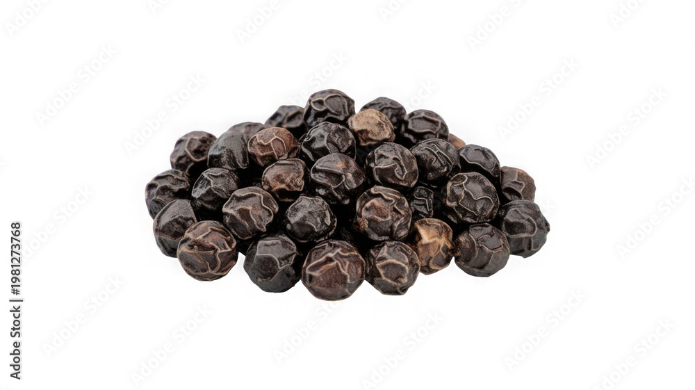Obraz premium Pile of black peppercorns isolated on transparent background