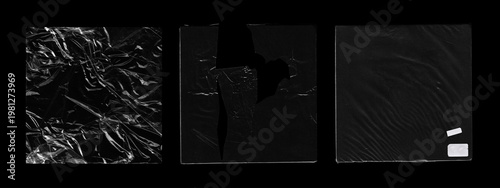 Photography Transparent Plastic Wrap Texture Set with Torn and Crumpled Film