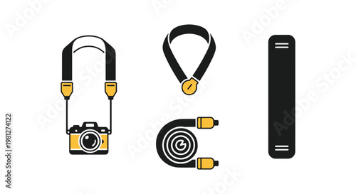 Camera strap Line art vector simple color pattern
