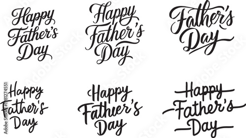 Creative handwritten fathers day greeting text designs in elegant cursive fonts for cards invitations and posters