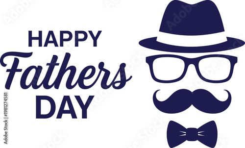 Happy fathers day blue text and facial icon