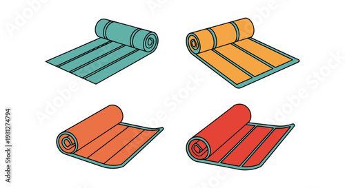 Camp mat Line art vector set abstract simple pattern illustration