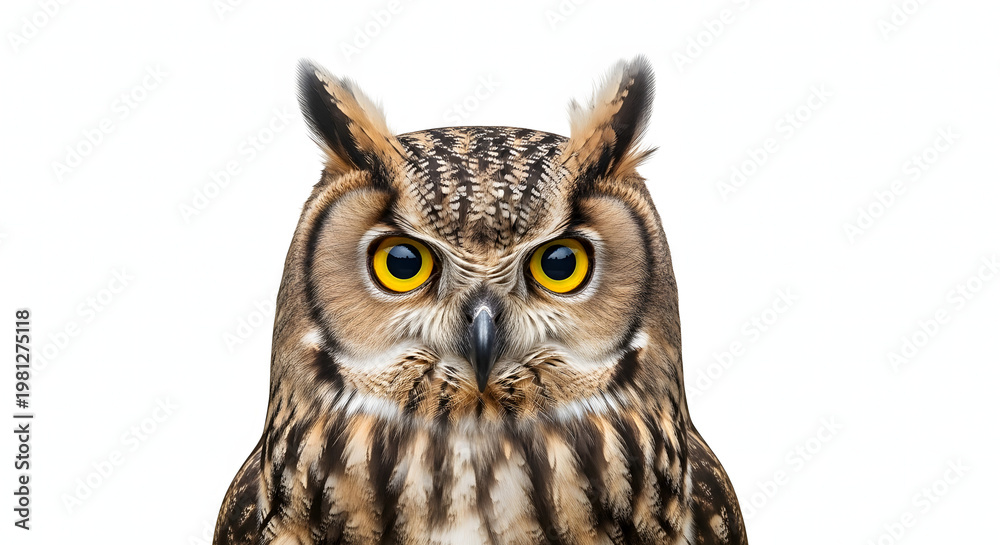 Obraz premium Majestic great horned owl portrait a stunning wildlife close up