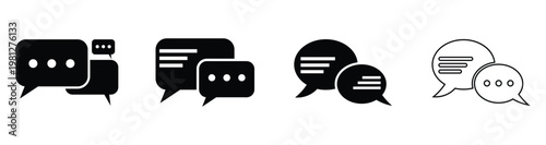 Chat comment icon vector. Message vector icons. Blank bubbles vector icons. Collection of outline and filled speech bubbles sign.  Vector illustration.