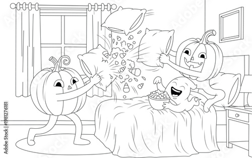 Cute Halloween Cupcake with Skull Decoration Coloring Page for Kids