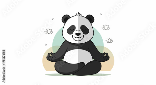 A cartoon panda bear meditates peacefully.