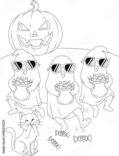 Cute Halloween Cupcake with Skull Decoration Coloring Page for Kids